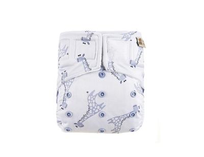 HappyBear Wasbare luier - all-in-one - blue giraffe