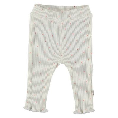 B*E*S*S baby regular fit broek met stippen ecru/lichtroze