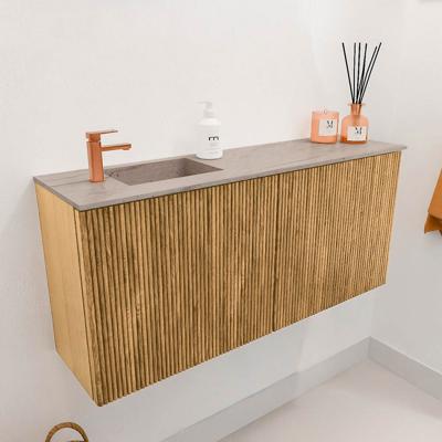 Toiletmeubel Mondiaz Joya Dlux | 90 cm | Meubelkleur Oak | Faye wastafel Saba Wasbak Links | 1 kraangat