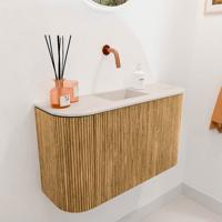 Toiletmeubel Mondiaz Joya Dlux | 73.2 cm | Meubelkleur Oak | Faye wastafel Meli Wasbak Midden | Zonder kraangat(en)