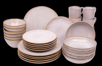 30 delige serviesset - 6 personen - Lagos - wit met bruine spikkel - Portugees stoneware