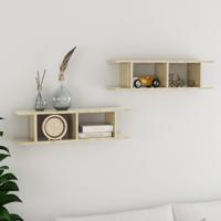 Wandschappen 2 st 75x18x20 cm bewerkt hout sonoma eikenkleurig