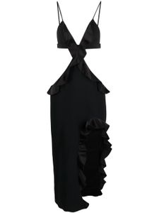 David Koma robe asymétrique à volants - Noir