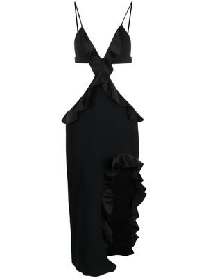 David Koma robe asymétrique à volants - Noir