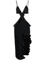 David Koma robe asymétrique à volants - Noir