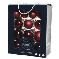 52x stuks glazen kerstballen donkerrood 5, 6 en 7 cm mat/glans