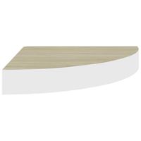 vidaXL Hoekwandschap 35x35x3,8 cm MDF eikenkleurig en wit - thumbnail