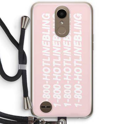 Hotline bling pink: LG K10 (2017) Transparant Hoesje met koord