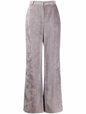 Alberta Ferretti pantalon évasé en velours côtelé - Gris