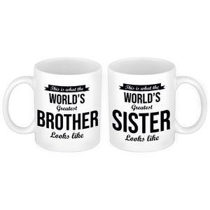 Worlds Greatest Brother en Sister mok - Cadeau Broer en Zus   -