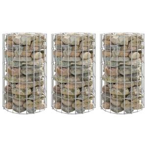 Gabion plantenbakken 3 st rond verhoogd 30x50 cm staal
