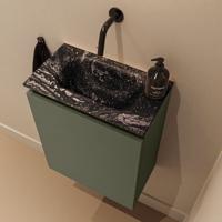 Toiletmeubel Mondiaz Ture Dlux | 40 cm | Meubelkleur Army | Eden wastafel Lava Midden | Zonder kraangat