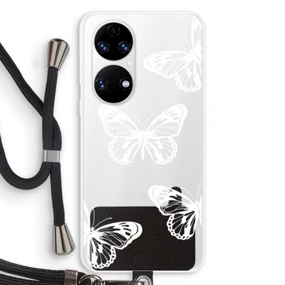 White butterfly: Huawei P50 Transparant Hoesje met koord