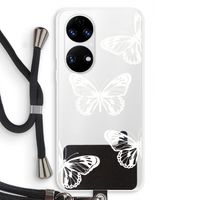 White butterfly: Huawei P50 Transparant Hoesje met koord