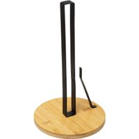 Ronde keukenrolhouder met stop 16,5 x 28 cm van bamboe/metaal