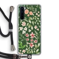 Botanical green sweet flower heaven: OnePlus Nord Transparant Hoesje met koord