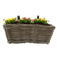Balkonmand - rotan gevlochten -41 x 22 x 15 cm - bloemen/planten - schuttingmand -hangmand
