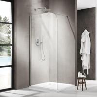 Fortifura Galeria Inloopdouche - 110x200cm - afgeronde glaswand - helder glas - wandarm - geborsteld RVS PVD (RVS) SW1420233