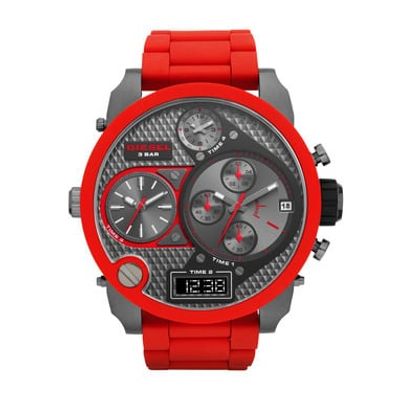 Horlogeband Diesel DZ7279 Staal/Silicoon Rood 28mm