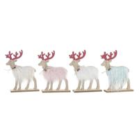 Kerstversiering DKD Home Decor Polyester MDF Rendier (23 x 5 x 16 cm) (4 Stuks)