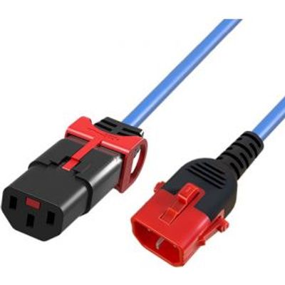 ACT Netsnoer C13 IEC Lock+ - C14 IEC Lock Dual Locking blauw 1 m, PC3619