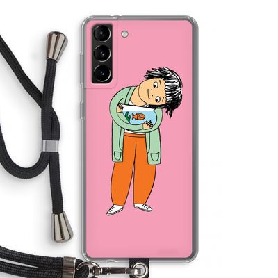 Visknuffel: Samsung Galaxy S21 Plus Transparant Hoesje met koord