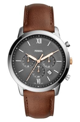 Fossil Heren Fossil Neutra chronograaf bruin lederen bandhorloge FS5408