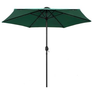 The Living Store Tuinparasol - LED Verlichting - Groen - 270 x 236 cm - Polyester