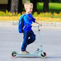 Kinderstep 2-Wielige Scooter met Knipperende Wielen Verstelbaar Stuur en Achterremsysteem Standaard en Cruise Peuterspeelgoed