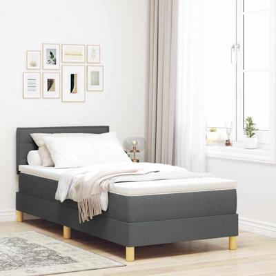 Boxspringbed met matras met matras Donkergrijs 90 x 190 cm Stof