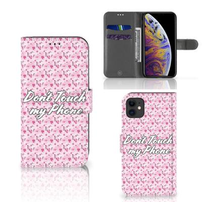 Apple iPhone 11 Portemonnee Hoesje Flowers Pink DTMP Apple iPhone 11 Portemonnee Hoesje Flowers Pink DTMP