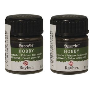 2x Donkerbruine acrylverf/allesverf potjes 15 ml hobby/knutsel