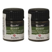 2x Donkerbruine acrylverf/allesverf potjes 15 ml hobby/knutsel - thumbnail