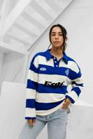 Equalité Stripe Jersey Polo Dames Gebroken Wit/Blauw - Maat XS - Kleur: Gebroken WitBlauw | Soccerfanshop