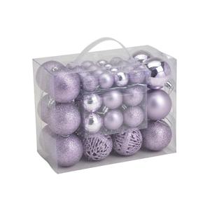 Kerstballen - set 50x st - lila paars - 3,4,6 cm - kunststof - kerstversiering