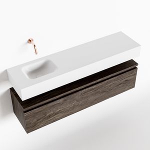 Toiletmeubel Mondiaz Andor | 120 cm | Meubelkleur Dark brown | Lex vrijhangend wastafel Talc Links | Zonder kraangat