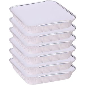 Elite Meal prep bewaar bakjes - Aluminium - 9x - 25 x 25 x 5 cm - met deksel