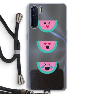Smiley watermeloen: Oppo A91 Transparant Hoesje met koord