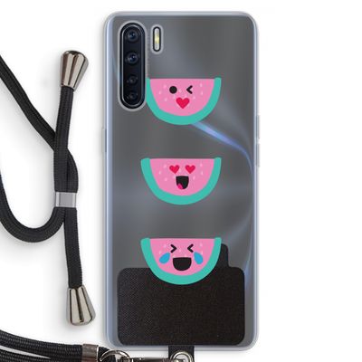 Smiley watermeloen: Oppo A91 Transparant Hoesje met koord