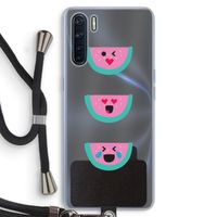 Smiley watermeloen: Oppo A91 Transparant Hoesje met koord