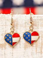 New Independence Day fashion oil drop American flag Earrings, European and American pentagram star heart flag Earrings - thumbnail