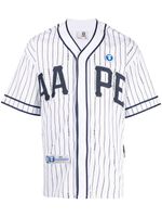 AAPE BY *A BATHING APE® chemise rayée en coton à patch logo - Blanc - thumbnail