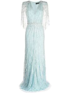 Jenny Packham robe-cape Coralia à coupe longue - Bleu