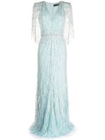 Jenny Packham robe-cape Coralia à coupe longue - Bleu - thumbnail