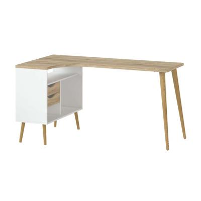 Leen Bakker - Bureau Delta - Wit/eikenkleur - 75,8x145,1x81 Cm - MDF/Spaanplaat - Bruin - 145.1x75.8x81 Cm