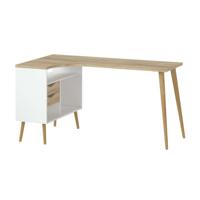 Leen Bakker - Bureau Delta - Wit/eikenkleur - 75,8x145,1x81 Cm - MDF/Spaanplaat - Bruin - 145.1x75.8x81 Cm