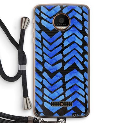 Blauwe pijlen: Motorola Moto Z Force Transparant Hoesje met koord