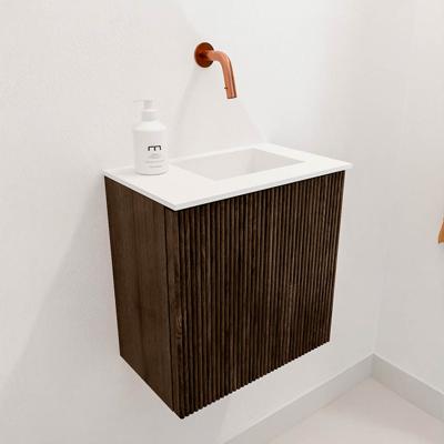Toiletmeubel Mondiaz Joya | 40 cm | Meubelkleur Walnut | Faye wastafel Talc Rechts | Zonder kraangat(en) Toiletmeubel Mondiaz Joya | 40 cm | Meubelkleur Walnut | Faye wastafel Talc Rechts | Zonder kraangat(en)