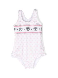 Chiara Ferragni Kids maillot de bain à logo imprimé - Blanc