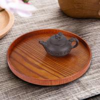 Creatieve ronde massief houten theeblad Hotel houten Tay opbergbak, diameter: 37,5 cm